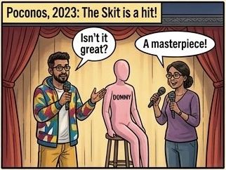 Poconos 2023 — the skit is a hit, the Dummy performs on stage